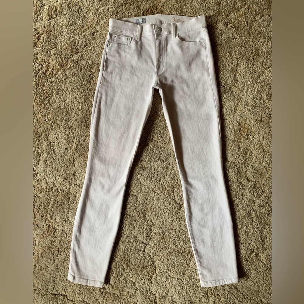 VGUC GAP 1969 TRUE SKINNY ANKLE CROP IVORY OFF-WHITE JEANS IN SIZE 27r